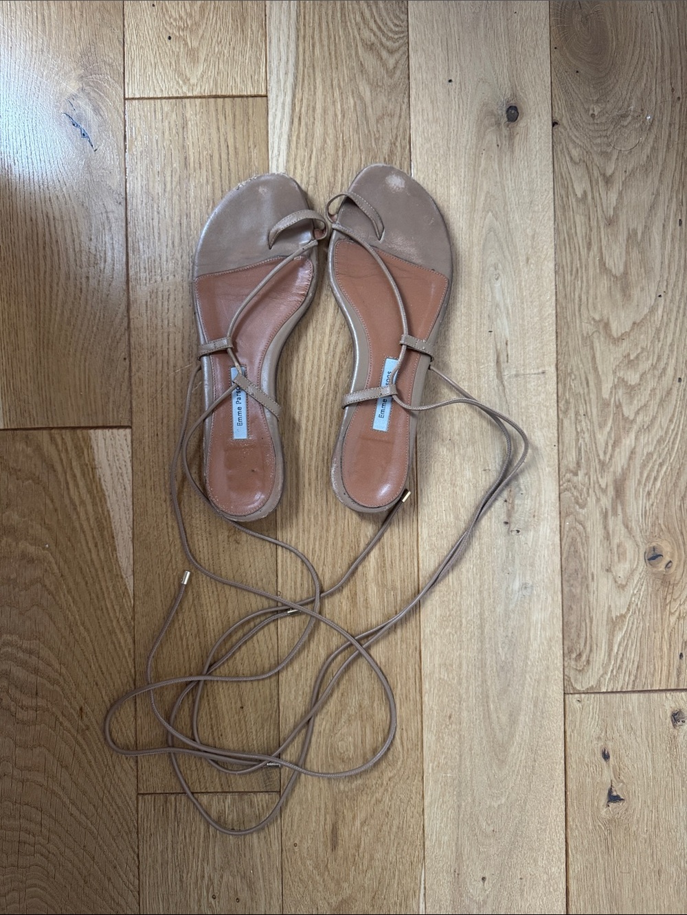 Emme Parsons Susan Lace-Up Leather Sandals in Nude